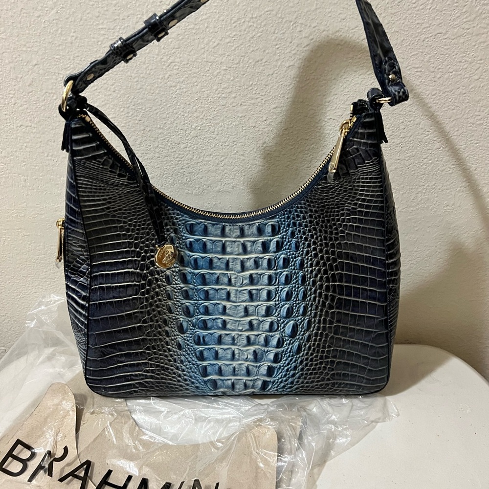 NWOT Brahmin Blue and Cream Women's Bag - Picture 3 of 9